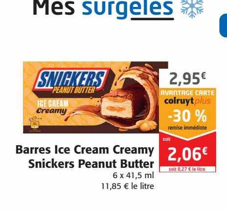 barres ice cream creamy snickers peanut butter