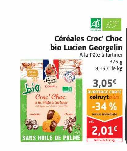 céréales croc' choc bio lucien georgelin