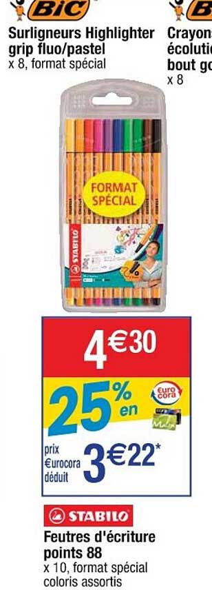 feutres d'écriture point 88 stabilo