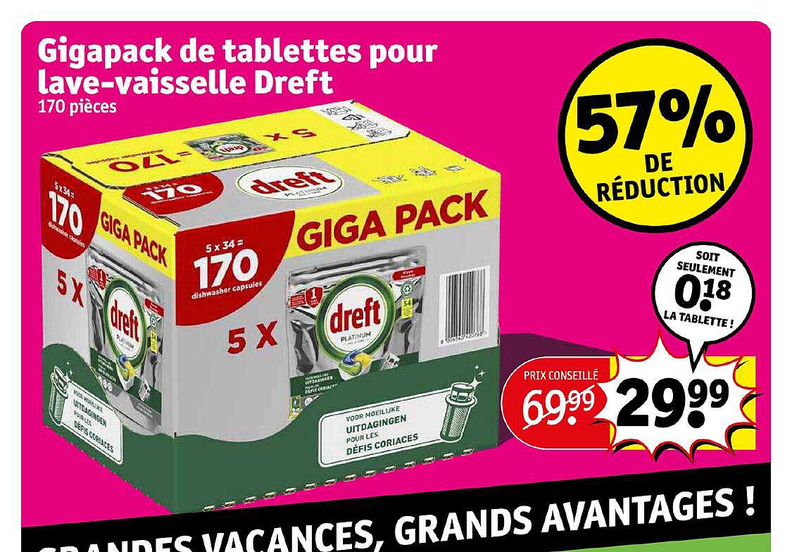 gigapack de tablettes pour lave-vaisselle dreft