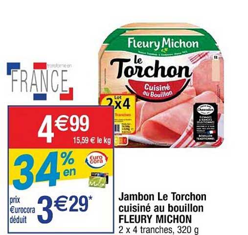 jambon le torchon cuisiné au bouillon fleury michon