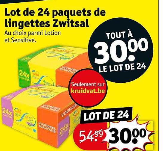 lot de 24 paquets de lingettes zwitsal