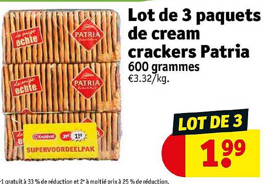 lot de 3 paquets le cream crackers patria
