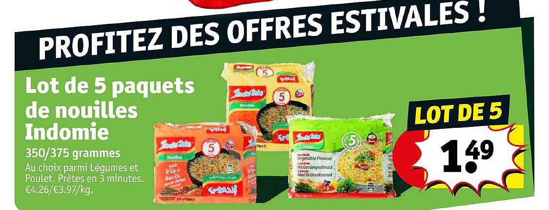 lot de 5 paquets de nouilles indomie