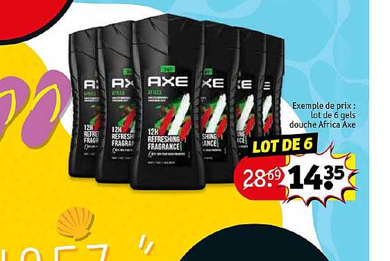lot de 6 gels douche africa axe