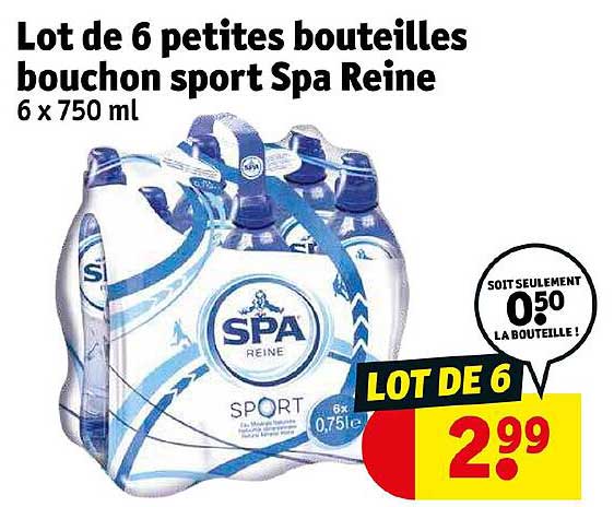 lot de 6 petites bouteilles bouchon sport spa reine