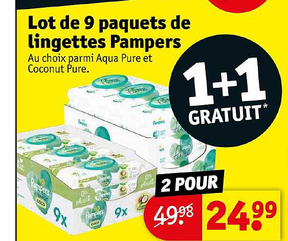 lot de 9 paquets de lingettes pampers