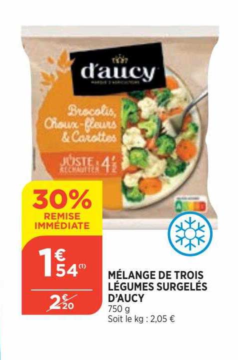 mélange de trois légumes surgelés d'aucy