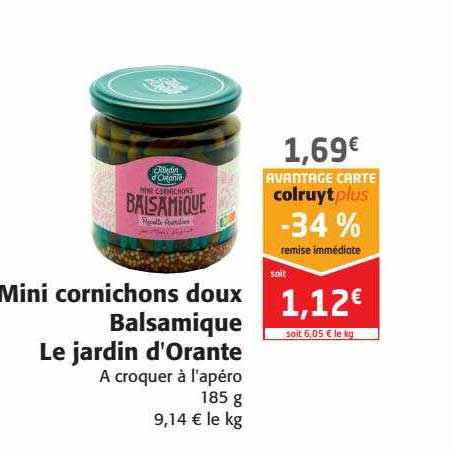 Mini Cornichons Doux Balsamique Le Jardin D'orante