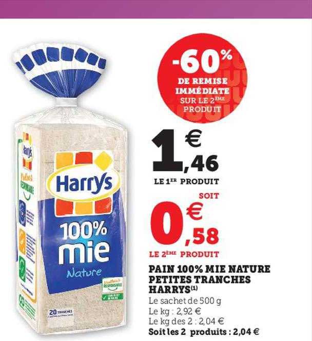 pain 100% mie nature petites tranches harrys