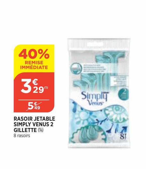 rasoir jetable simply venus 2 gillette