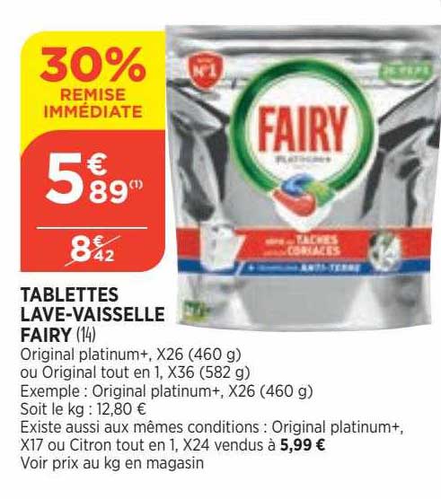 tablettes lave-vaisselle fairy