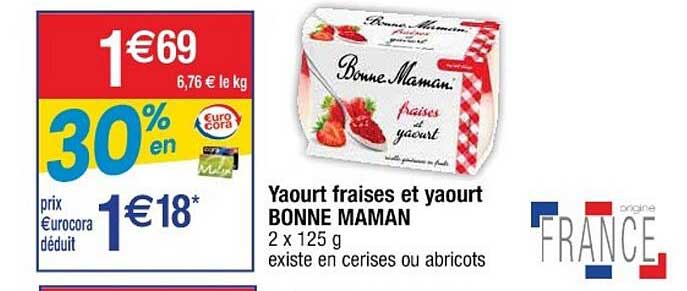 yaourt fraises et yaourt bonne maman