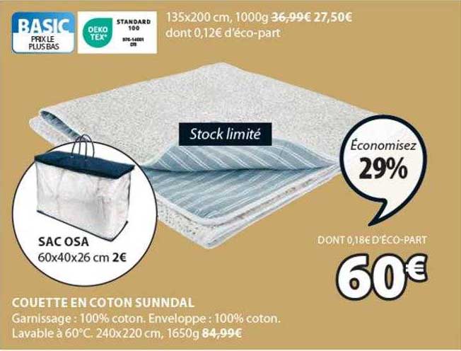 couette en coton sunndal, sac osa