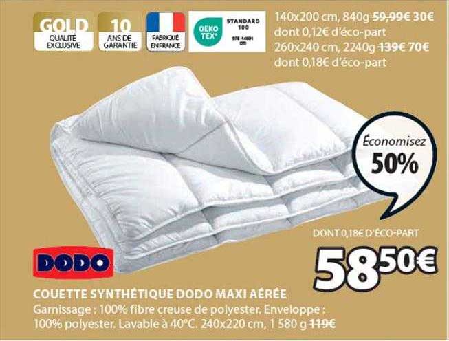 couette synthétique dodo maxi aérée