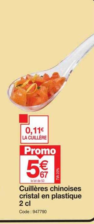 cuillères chinoises cristal en plastique 2 cl