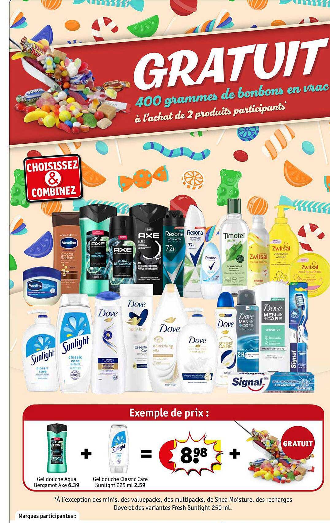 gel douche aqua bergamot axe + gel douche classic care sunlight