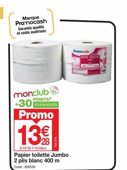 papier toilette jumbo 2 plis blanc 400m