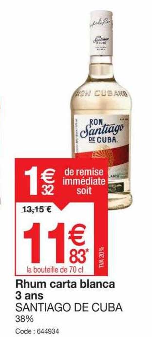 rhum carta blanca 3 ans santiago de cuba