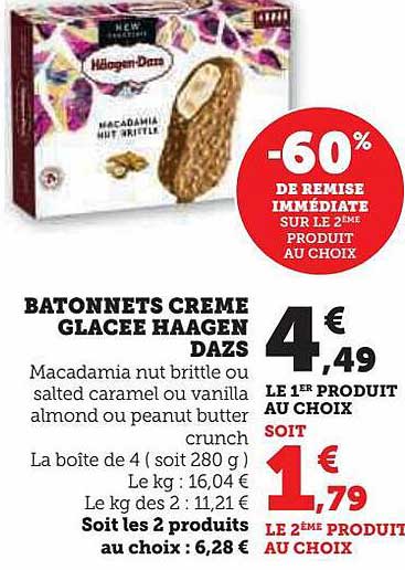 bâtonnets crème glacée häagen dazs