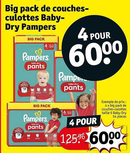 big pack de couches-culottes baby-dry pampers
