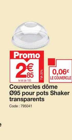 couvercles dôme ø95 pour pots shaker transparents