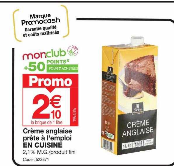 crème anglaise prête à l'emploi en cuisine