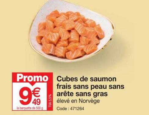 Cubes De Saumon Frais Sans Peau Sans Arête Sans Gras