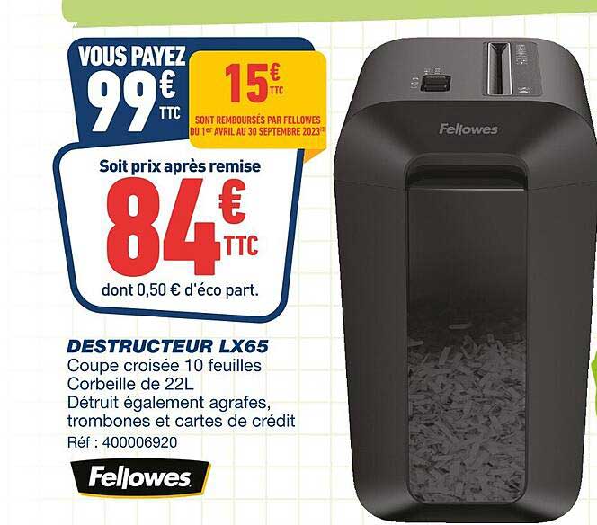 Destructeur Lx65 Fellowes