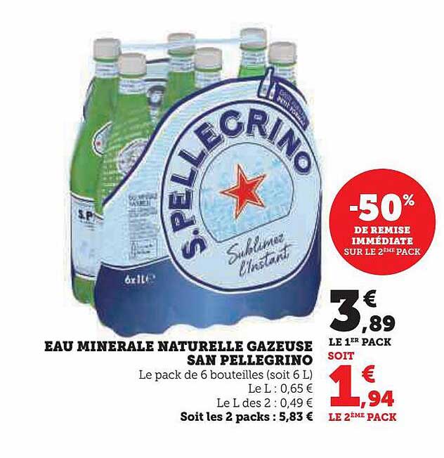 Eau Minérale Naturelle Gazeuse San Pellegrino