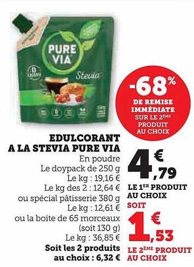 edulcorant à la stevia pure via