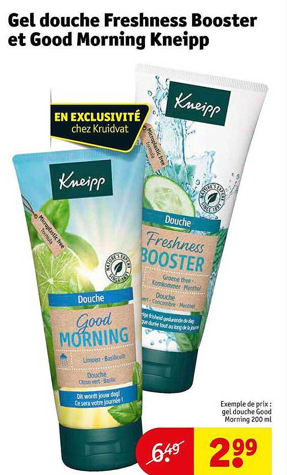 gel douche freshness booster et good morning kneipp