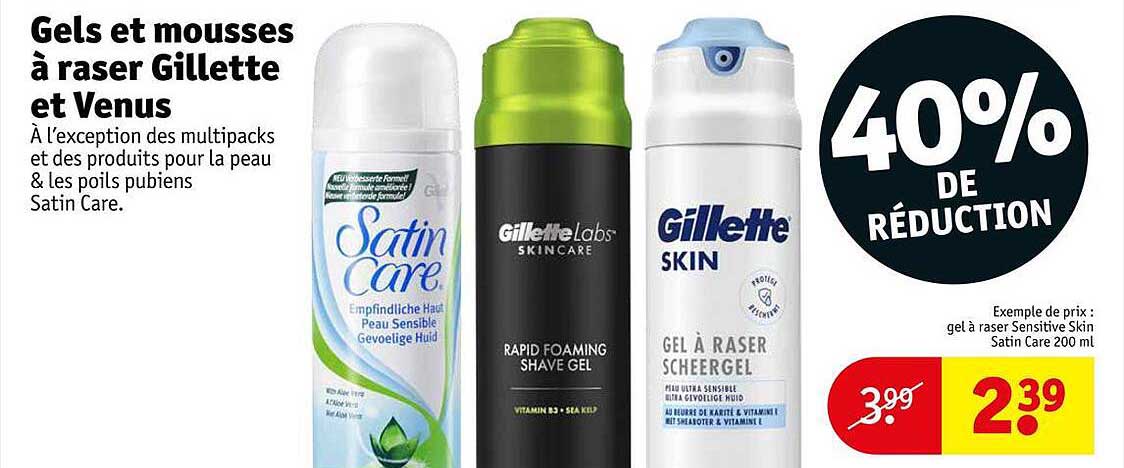 gels et mousses à raser gillette et venus