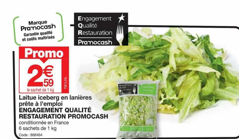 laitue iceberg en lanières prête à l'emploi engagement qualité restauration promocash