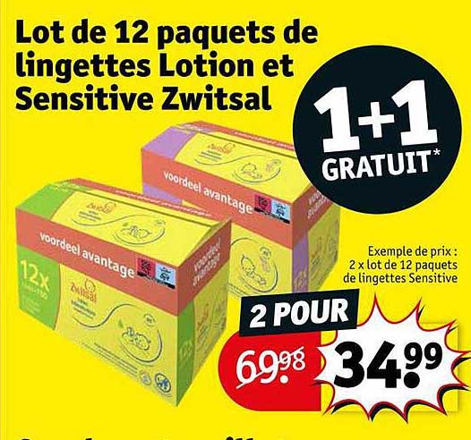 lot de 12 paquets de lingettes lotion et sensitive zwitsal