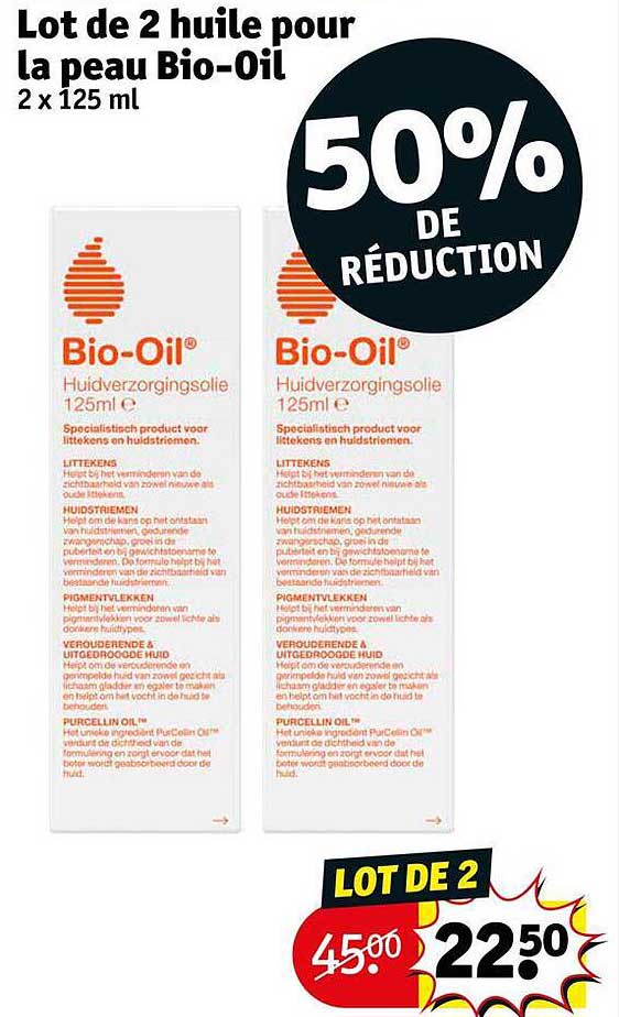 lot de 2 huile pour la peau bio-oil