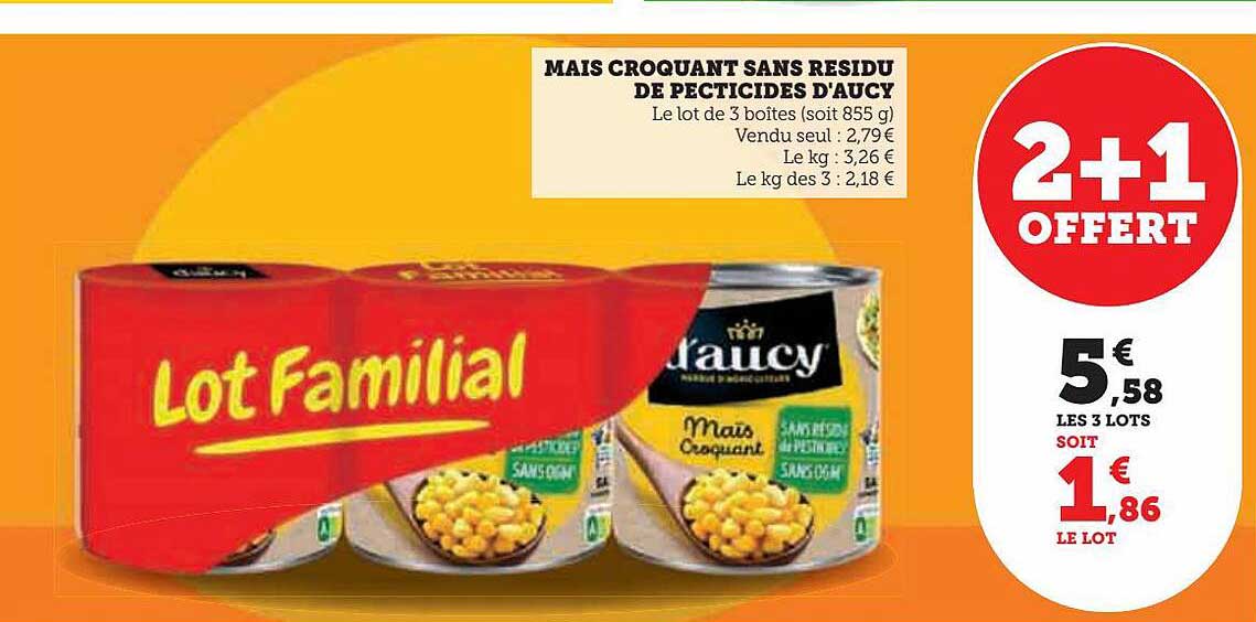 maïs croquant sans résidu de pesticides d'aucy