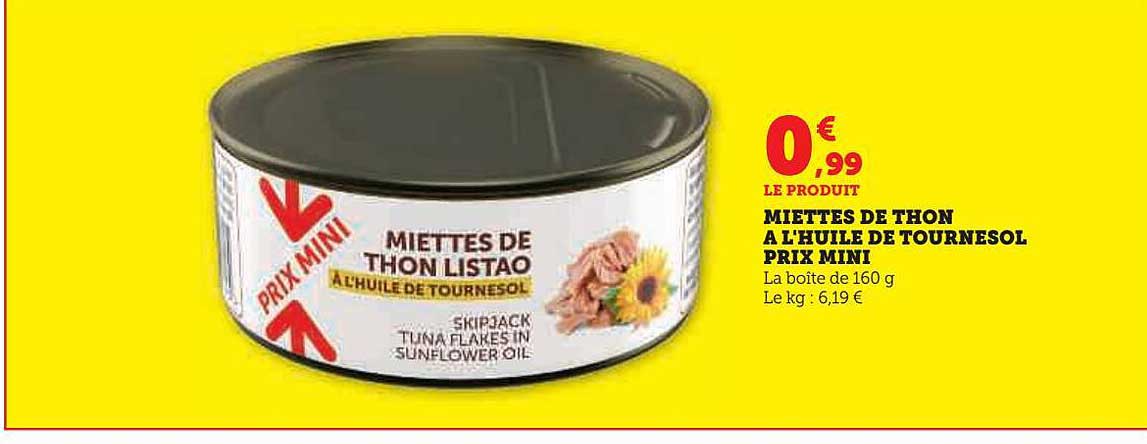 miettes de thon à l'huile de tournesol prix mini