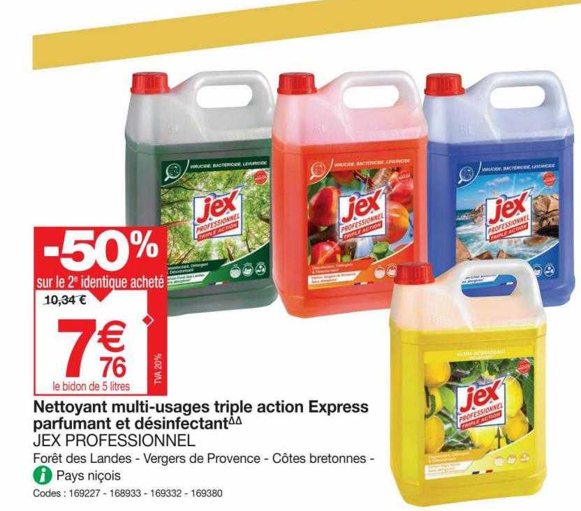 nettoyant multi-usages triple action express parfumant et désinfectant jex professionnel