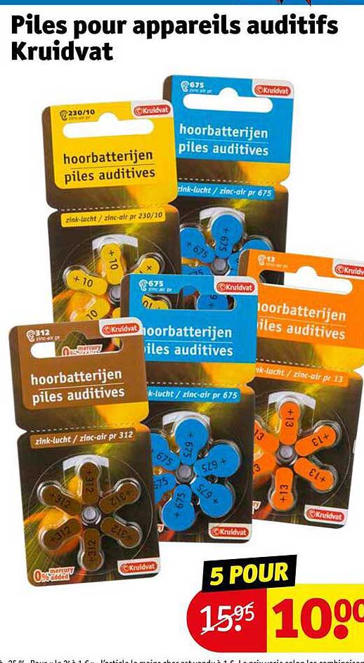 piles pour appareils auditifs kruidvat