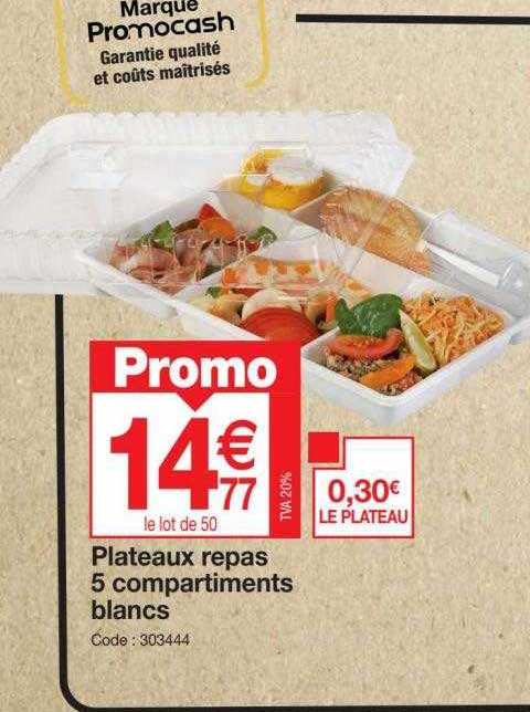 Plateaux Repas 5 Compartiments Blancs