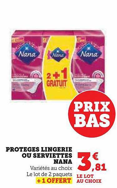 protèges lingerie ou serviettes nana