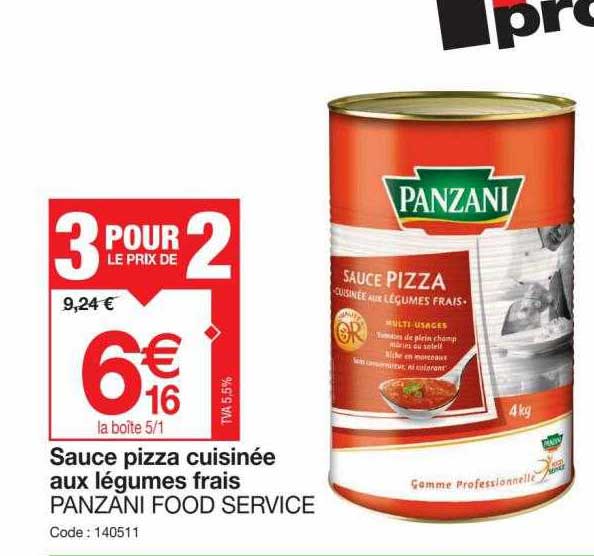Sauce Pizza Cuisinée Aux Légumes Frais Panzani Food Service