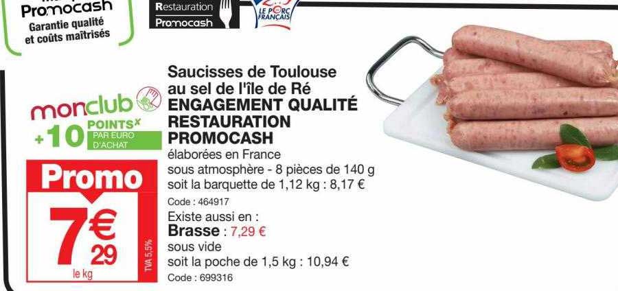 saucisses de toulouse au sel de l'île de ré engagement qualité restauration promocash