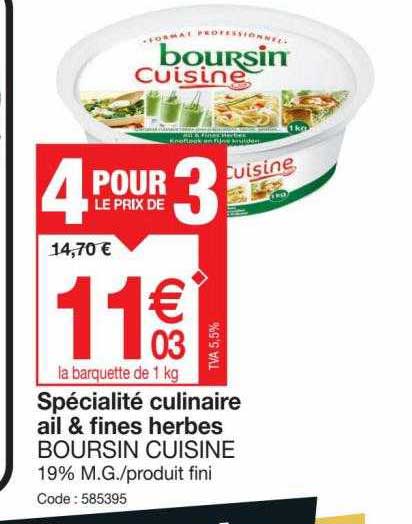 spécialité culinaire ail & fines herbes boursin cuisine