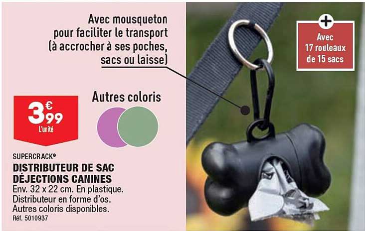 Supercrack Distributeur De Sac Déjections Canines