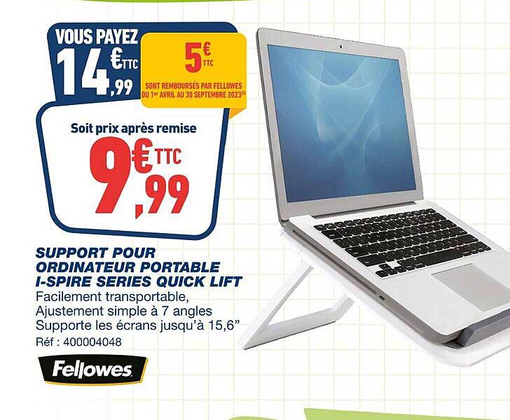 support pour ordinateur portable i-spire séries quick lift fellowes