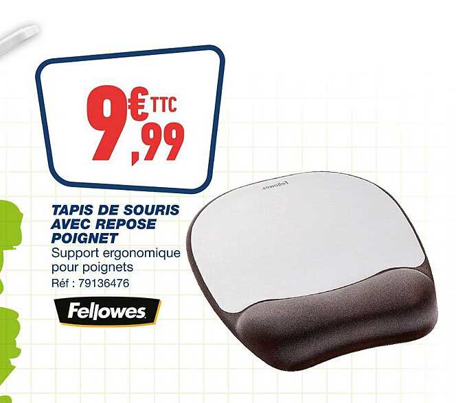 tapis de souris avec repose poignet fellowes
