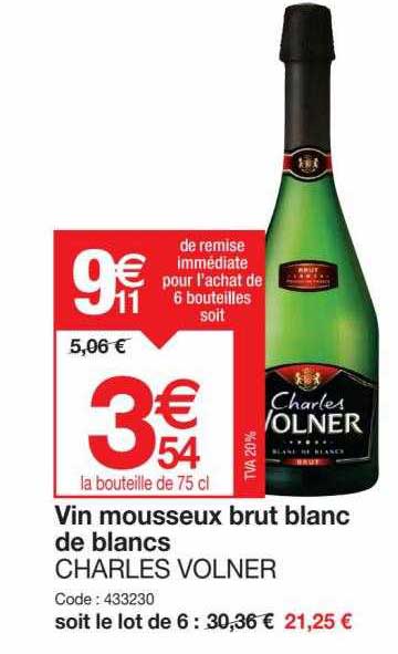 vin mousseux brut blanc de blancs charles volner