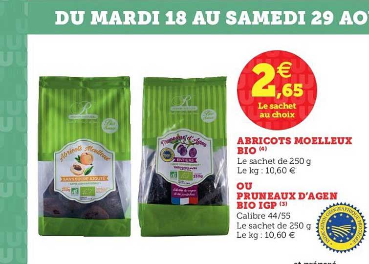 Abricots Moelleux Bio Ou Pruneaux D'agen Bio Igp